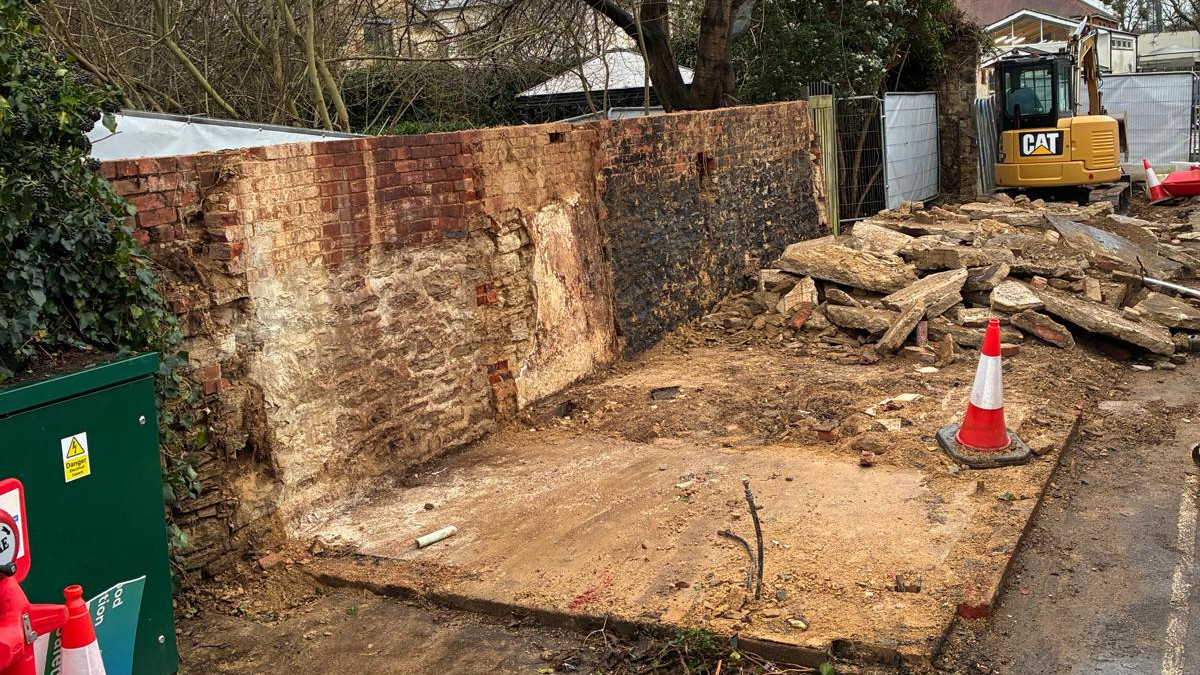 Excavations reveal one slab beneath another